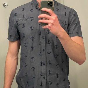 MG Black anchor pattern button up shirt